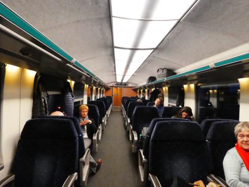 Typical train carriage layout.