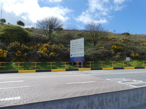 This sign at the entry to the port area at Rosslare Ireland declares it to be a Europort and its development was funded by the EU