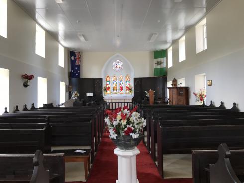 Inside the All Saints Church which is upstairs in the Commissariat Store on Quality Row.